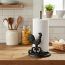 Rooster Paper Towel Holder, Cast Iron Farmhouse Kitchen