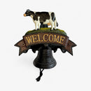 Cow Welcome Bell Sign, Cast Iron Farmhouse Front Door Decor