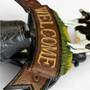 Cow Welcome Bell Sign, Cast Iron Farmhouse Front Door Decor