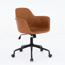 Mid-Century Modern Office Chair,Rolling Swivel Height Adjustable Ergonomic Chair with Frame/Arms, Back Support Home Desk Chair for Living Room,Studying (Brown)