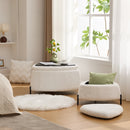 Ivory Faux Fur Upholstered Storage Ottoman Set with Metal Legs, Coffee Table with Reversible Lid