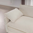 Mid-Century Modern 3-Seater Sectional Sofa with Arm and Throw Pillows, Light Beige Corduroy