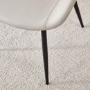 Light gray artificial leather backrest cushion dining chair, black metal legs, curved widened cushion design for more comfort, suitable for restaurants, kitchens, bedrooms, offices.(6 chairs) 0502