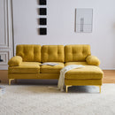 Modern Velvet L-Shaped Sectional Sofa for Living Room or Bedroom, Yellow, 82.6'