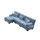 Luxury Modular Sectional Sofa Couch,Oversized L Shaped Cloud Couch for Living Room,Deep Seat Sofa Couch with Convertible Ottoman,Chenille Blue