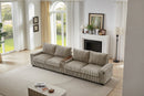 Modern 4-Seater Corduroy Sofa Couch with USB Ports, Hidden Storage Arms, and Flip-Top Cup Holders, Brown, 133 Inches