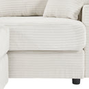 Modern Style Single Sofa with Storage, Movable Ottoman, USB Ports, Cup Holders, Phone Holder, Beige Corduroy, 41.7'