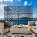 Outdoor & Indoor Privacy Screen Metal Privacy Screen 76' H×48' W Freestanding Decorative Privacy Screen Black Steel