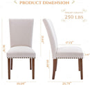 Parsons Dining Chairs Beige Upholstered Nailhead Set of 4
