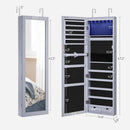 47.2 Inch Tall Lockable Jewelry Cabinet With Mirror Gray