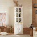 Retro Style Hutch Cabinet with Single Glass Door, China Cabinet for Home, Office, or Studio - White, 75.25'' Tall