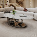 Marble Coffee Table with Sculptural Stainless Steel Base