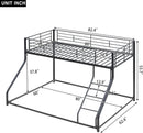 Heavy Duty Twin Over Queen Metal Bunk Bed In Black