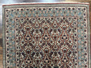 Unique Persian Qum Rug 5x7, Repeated Paisely Boteh Design, Ivory Red Blue, Handmade Antique Wool Persian Carpet, Finely Hand Knotted