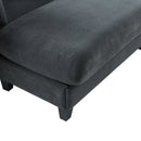 Black Upholstered 83' L-shaped Sectional Sofa with Storage, Movable Ottoman, and Six Throw Pillows