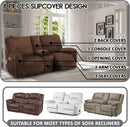 Velvet 8-Piece Reclining Loveseat Cover In Chocolate