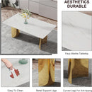 White Marble Dining Table 71 Inch Glass Top Gold Base