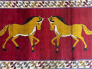 4 X 7 Handmade Hand-Knotted Quality Wool Rug Horses Zagros Red Mustard Gold New