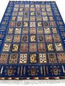 6'9″ x 10' Hand-Knotted Afghani Bakhtiari Wool Rug – Persian Garden Design – Blue & Cream