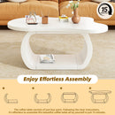 ON-TREND 39.3'*23.6' Modern Cloud Coffee Table with 1.5' Thick Tabletop, Cream Style Irregular End Table with Curved Legs, Unique Design Accent Table with Round Edge for Living Room, Apartment, White