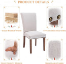 Parsons Dining Chairs Beige Upholstered Nailhead Set of 4