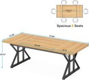 70.8 Inch Executive Desk Light Walnut Black Large Computer Office Desk