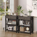 Rustic Bookshelf With Drawer Walnut Brown Industrial Wood And Metal