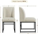 Beige Upholstered Dining Chairs Mid Back With Metal Legs 2