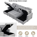 110.2' Oversized U-shaped Sofa Versatile Sectional Sofa Pull-out Sofa Bed with Double Storage Chaise Lounges and Two USB Ports for Living Room,Gray