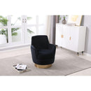 Velvet Swivel Barrel Chair, Swivel Accent Chairs Armchair for Living Room, Reading Chairs for Bedroom Comfy, Round Barrel Chairs with Gold Stainless Steel Base (Black)