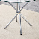 Modern Round Clear Glass Dining Table with Unique Silver Metal Legs for 4-6 People