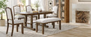 6-Piece Dining Table Set, 60inch to 78inch Extendable Wood Dining Table with Removable Leaf, Kitchen Table Set with 4 Upholstered Side Chair and Bench, Dining Table Set for 6 (Brown)