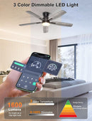 52 Inch Flush Mount Ceiling Fan With Remote App Control