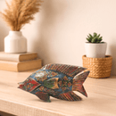 Artistically Hand Painted Wooden 12" Long Fish Table Decor