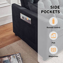 Black Velvet Sleeper Sofa With Adjustable Backrest