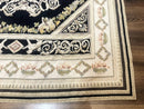 Aubusson Rug 6x8, European Design, Lion Pictorials, Black