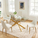 Rectangular Tempered Glass Dining Table Gold Finish
