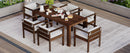 TREXM 7-Piece Patio Dining Table Set for 6, Outdoor Furniture Sets with 72.8' Rectangle Table, Patio Table and Chairs Set with Removable Cushions for Backyard, Garden, Poolside (Mocha + Beige Cushion)
