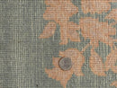 Teal Chinese Wool Rug 6x8, Vintage Handmade Carpet, Floral, Semi Open Field