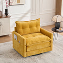 UNITED WE WIN Swivel Barrel Chair - Mid Century Modern Chair, Thick Padded Arm Chair with Solid Metal Base, Comfortable Single Sofa Chair, Swivel Accent Chair for Living Room Bedroom