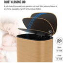 13 Gallon 50L Kitchen Foot Pedal Operated Soft Close Trash Can - Stainless Steel Ellipse Bustbin - Wood