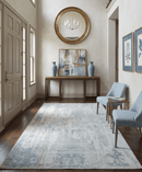 5.8x7.9 Modern Abstract Blue and Brown Hand Loom Wool Rug