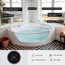 Nuvia Serenity 59-Inch 2-Person Acrylic Corner Whirlpool 16-Jet Hydromassage Bathtub With Heater Rainbow Light (SAK12058)