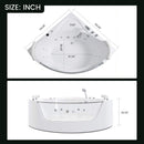 Nuvia Serenity 59-Inch 2-Person Acrylic Corner Whirlpool 16-Jet Hydromassage Bathtub With Heater Rainbow Light (SAK12058)