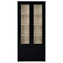 Hawthorne 4-shelf Glass Door Cabinet with Drawers Black