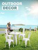 Tolix Style Metal Dining Chair White Stackable Set Of 4