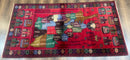 Afghan Rug 3x7, Map of Afghanistan, War Rug, Tribal Rug, Balouch Rug, New, Red