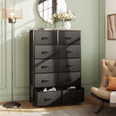 Tall Black Dresser With 10 Drawers And Fabric Bins Storage Organizer