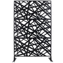 Outdoor & Indoor Privacy Screen Metal Privacy Screen 76' H×48' W, Freestanding Decorative Privacy Screen for Deck Balcony Patio, Privacy Fence Panels for Outside Lawn Garden PS117 BLACK