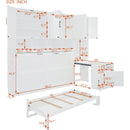 Twin Size Murphy Bed Wall Bed with Closet , Drawers & Desk-White